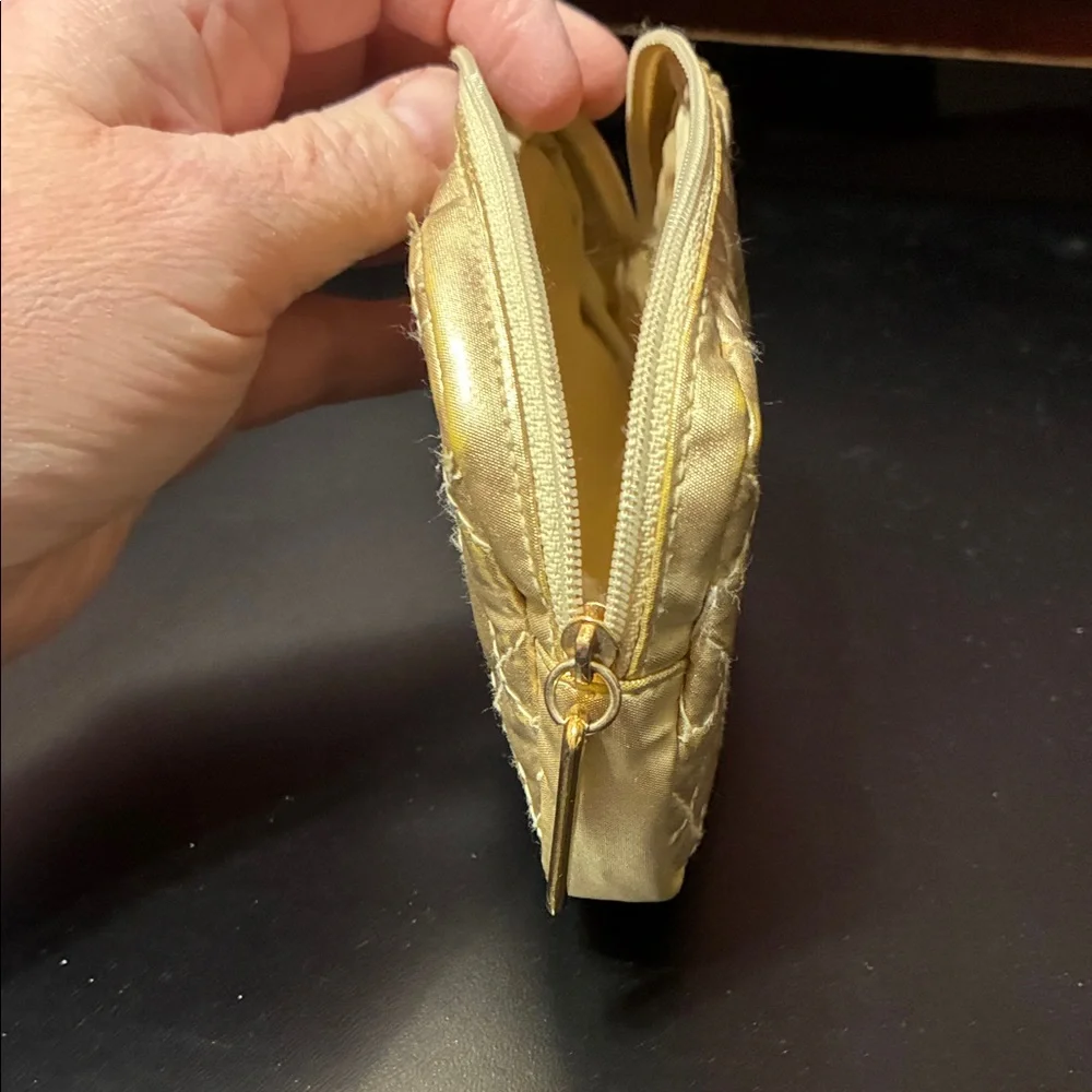 Vintage Gold Quilted cosmetics bag